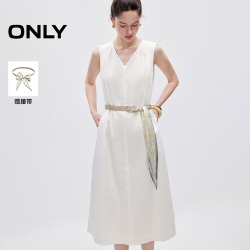 ONLYV领宽松隐形插袋长裙连衣裙