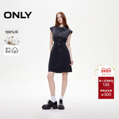 纯棉收腰单排扣口袋无袖 ONLY2026春季 新款 翻领短裙牛仔连衣裙女
