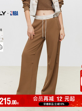 ONLY冬季NBA联名款纯棉高腰直筒裤休闲裤子|12441D002