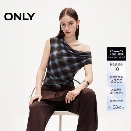 ONLY无袖款荡领显瘦短款T恤上衣