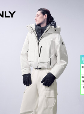 ONLY2025冬季新款宽松廓形落肩户外三防抽绳下摆白鸭绒羽绒服女