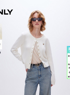 ONLY2026春季新款上衣学院风简约圆领短款开衫针织衫女|12513B010