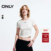T恤女 ONLY2025夏季 125101045 短款 短袖 新款 设计感蝴蝶结圆领修身