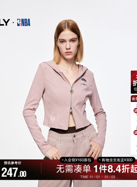 ONLY冬季NBA联名款刺绣连帽短款开衫卫衣女|12439R010