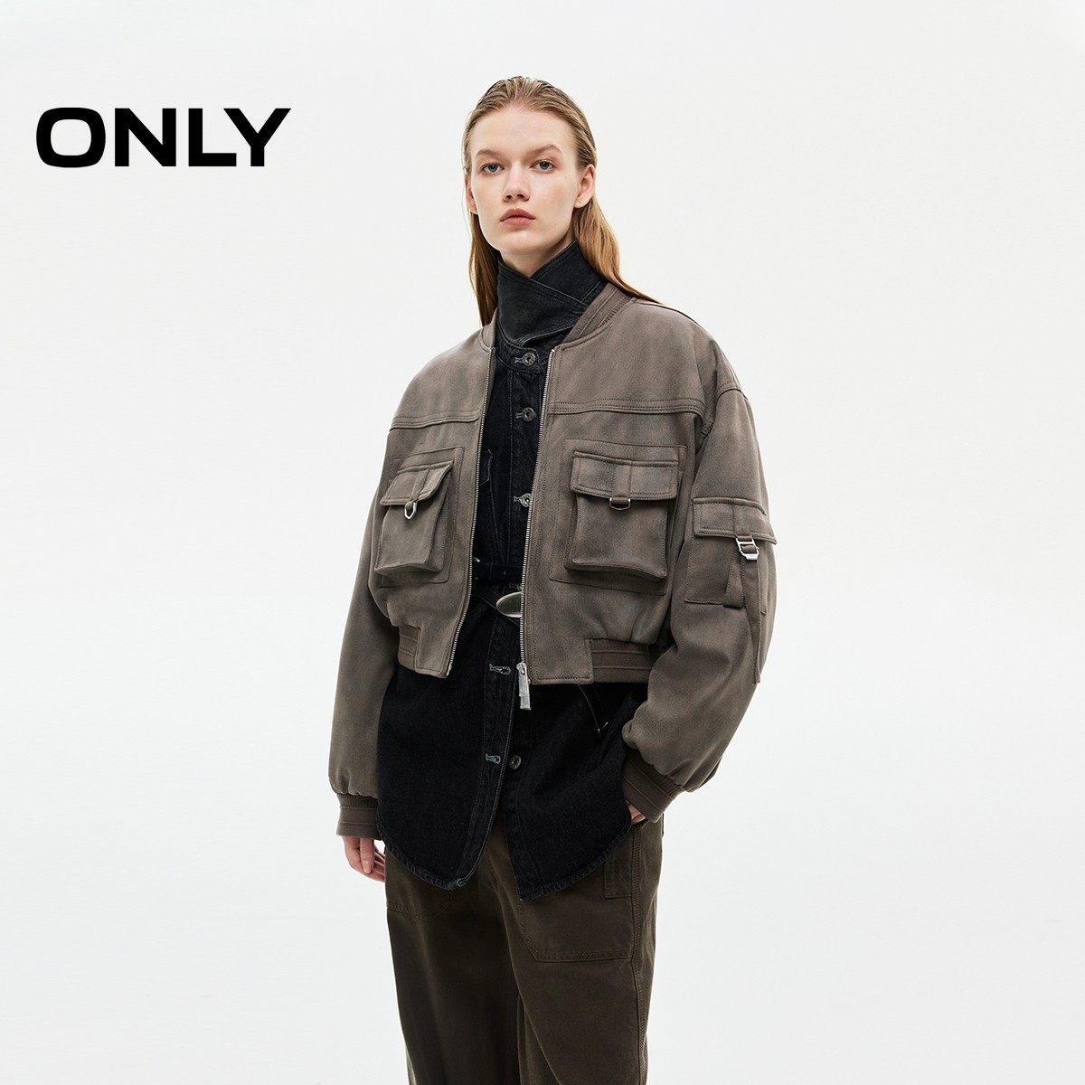 ONLY短款开衫风衣外套