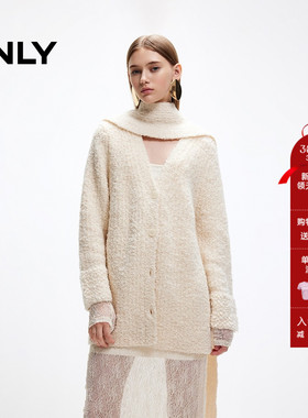 ONLY2026春季新款氛围感保暖围巾开衫宽松V领针织衫女|12513B002