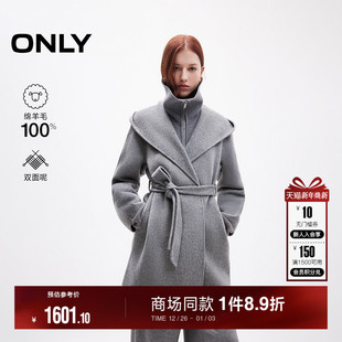 12446T005 舒适100%绵羊毛宽松毛呢大衣女 ONLY冬季 时尚