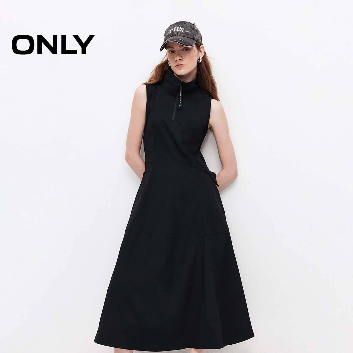 ONLY无袖裙子X型半开立领连衣裙