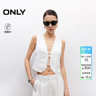 度假风西装 ONLY2026春季 无袖 简约纯色设计气质百搭短款 马甲女 新款