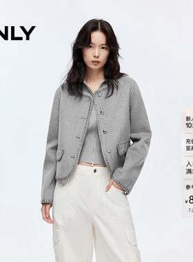 ONLY绵羊毛正肩短款毛呢大衣
