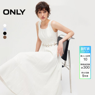 ONLY2026春季 腰部镂空裙子隐形拉链小方领大体量A字裙连衣裙 新款