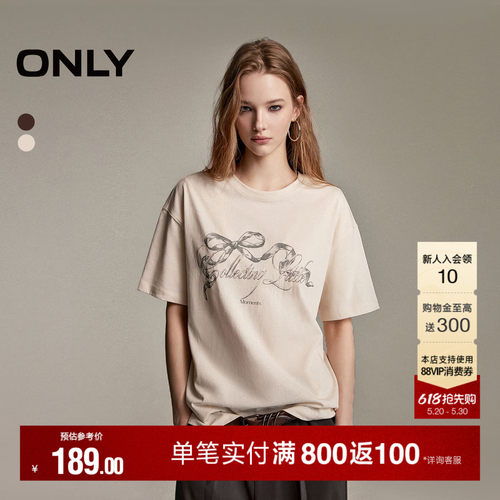 ONLY松弛感复古印花宽松阔版T恤