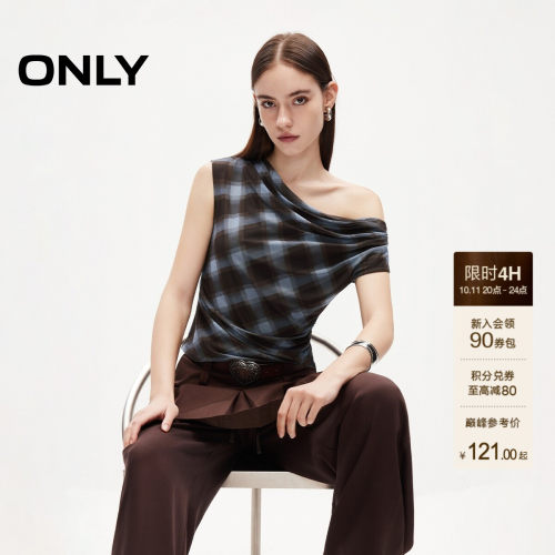 ONLY无袖款荡领显瘦短款T恤上衣