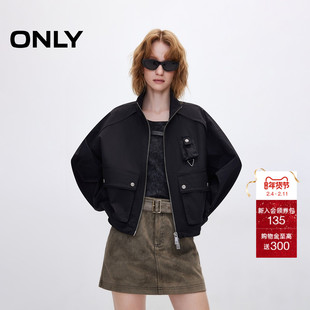 ONLY2026春季新款时髦工装风短款宽松长袖风衣外套女|125136024