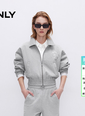 ONLY2026春季新款上衣运动休闲纯色翻领长袖开衫卫衣女|12519R005