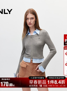 ONLY冬季质感时尚设计感学院风假两件卫衣女|12439R004