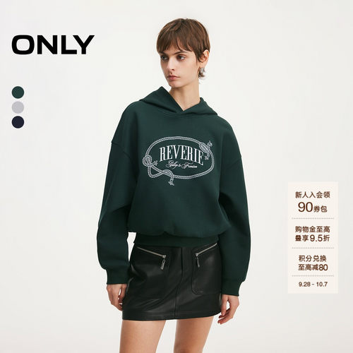 ONLY航海绳结元素刺绣落肩卫衣