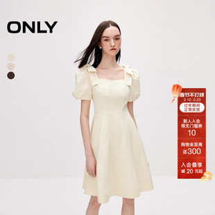 ONLY夏季甜美学院显瘦收腰短裙泡泡袖连衣裙女|124207129