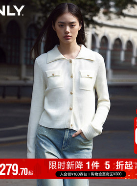 ONLY秋季设计感简约百搭螺纹翻领毛衣针织衫女|12413B012