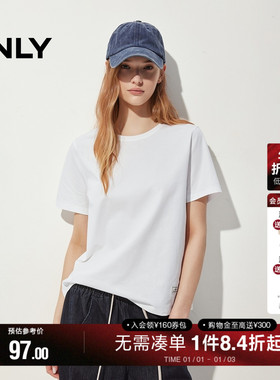 ONLY2026春季新款基础款织标显瘦正肩剪裁合体舒适圆领T恤女