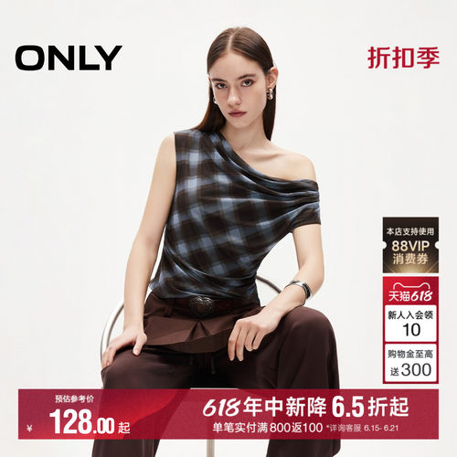 ONLY无袖款荡领显瘦短款T恤上衣