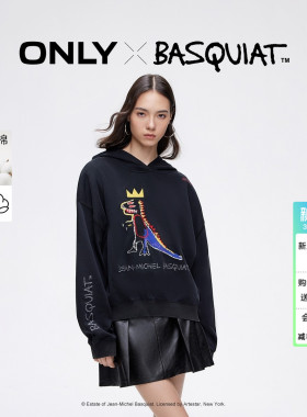 ONLY冬季BASQUIAT联名纯棉宽松连帽卫衣上衣女|12439S039