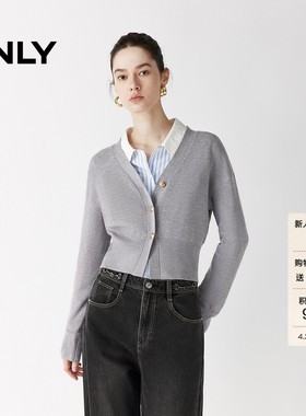 ONLY春季上衣软糯松弛落肩显瘦宽松纽扣开衫针织衫女|12543B016