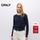 新款 利落正肩圆领撞色边立体纽扣长袖 开衫 ONLY2025冬季 针织衫 女