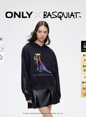 ONLY冬季BASQUIAT联名纯棉宽松连帽卫衣上衣女|12439S039