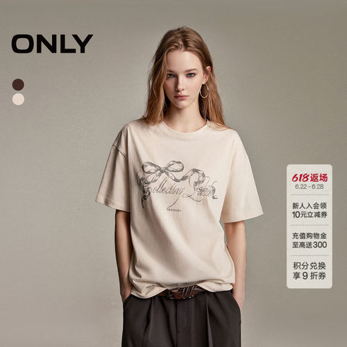 ONLY松弛感复古印花宽松阔版T恤