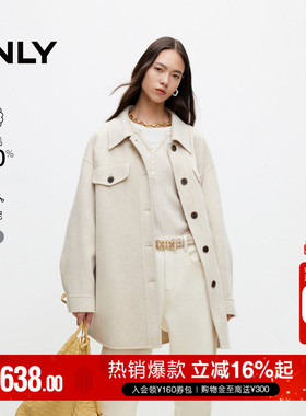 ONLY冬季双面呢100%绵羊毛中长款毛呢大衣女|12436T001
