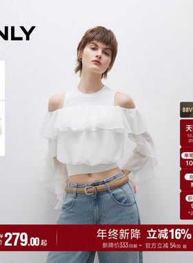 ONLY荷叶边套装蕾丝衫