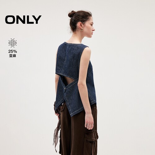 ONLY复古牛仔圆领背心宽松上衣