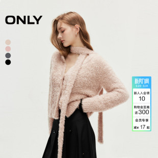 时尚 围巾针织衫 百搭软糯修身 圆领开衫 上衣女 短款 ONLY冬季