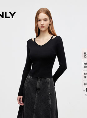 ONLY甜美喇叭袖露肩针织衫