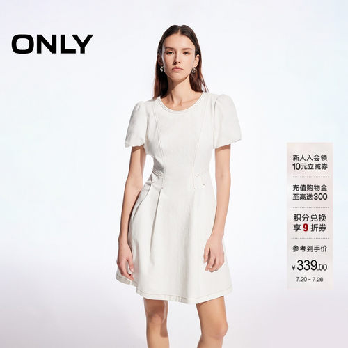 ONLY泡泡袖短裙牛仔连衣裙