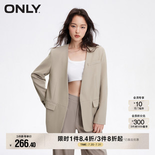 124108004 ONLY秋季 时尚 简约无领设计宽松职业西装 外套女