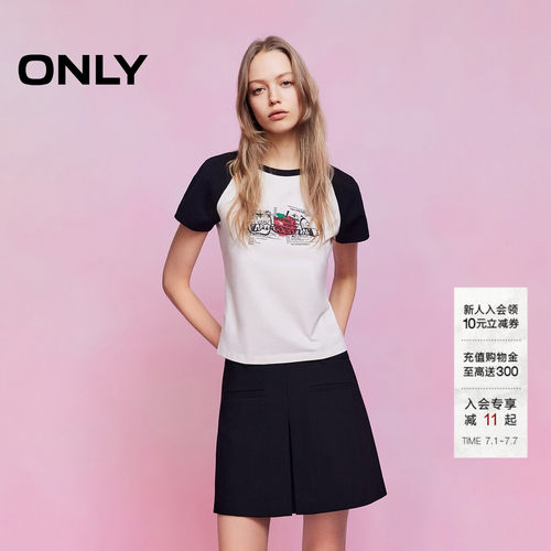 ONLY显瘦撞色插肩袖短袖T恤