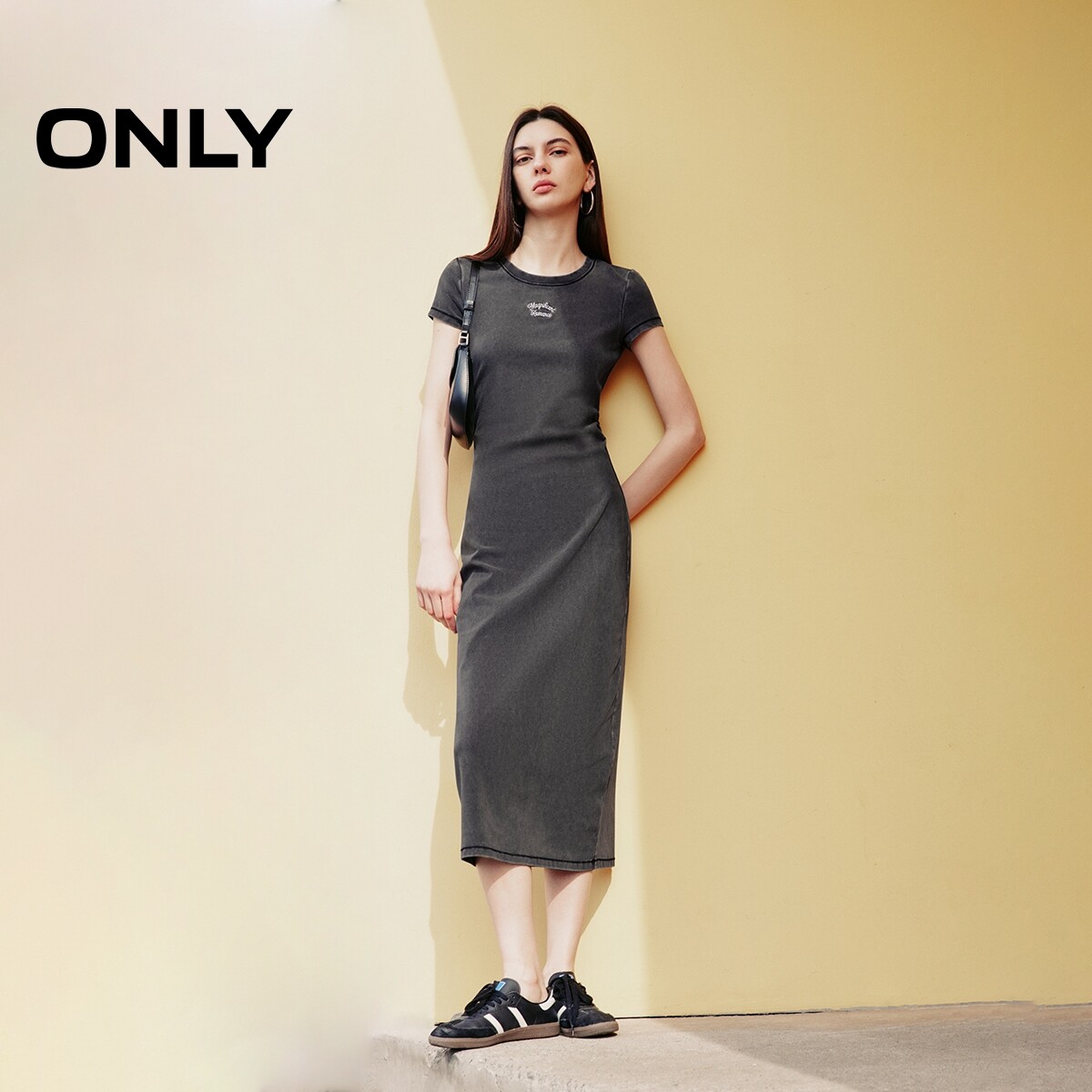 ONLY夏季休闲百搭显瘦渐变刺绣T恤裙长裙连衣裙女