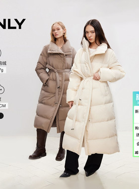 ONLY冬季重磅保暖90白鸭绒泡芙云朵感大被子系带长款羽绒服女