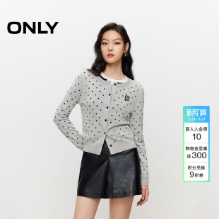 上衣女 ONLY冬季 针织衫 开衫 12443A002 优雅波点圆领正肩短款