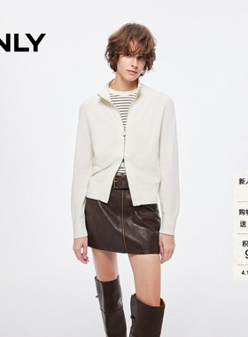 ONLY春季上衣慵懒插肩微双向拉链开衫长袖针织衫女|12543A005