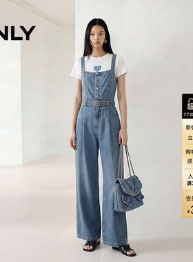 ONLY复古水洗背带连体直筒牛仔裤