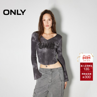 ONLY冬季潮流修身短款V领开衫毛衣针织衫女|12433A007