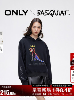 ONLY冬季BASQUIAT联名纯棉宽松连帽卫衣女|12439S039
