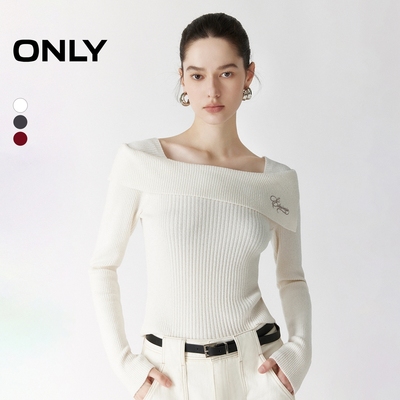 ONLY纯欲风一字领针织衫