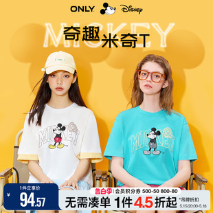 ONLY夏季 123101007 精梳棉T恤女 迪士尼米奇DISNEY联名款