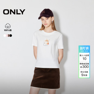 125101023 T恤女 ONLY夏季 可爱百搭纯棉印花正肩短袖