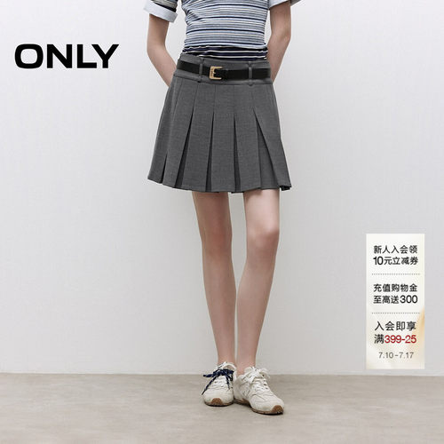 ONLYA字显瘦短裙百褶裙半身裙