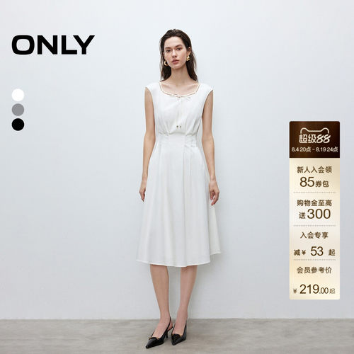 ONLY无袖方领收腰显瘦连衣